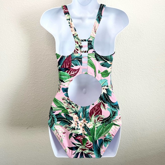 Miraclesuit Floral Leah High Neck Lattice Front One Piece Swim Suit Tropical M - Picture 4 of 8